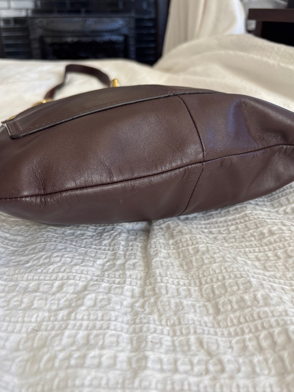 Coach Penelope Chocolate Brown Gold Hardware Snakeskin Lining with Snakeskin Tag - Picture 8 of 9